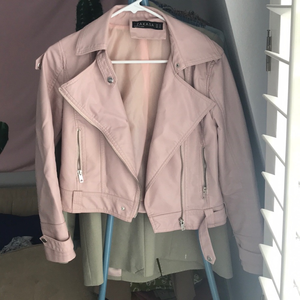 Pink leather jacket